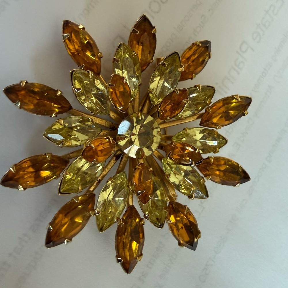 Vintage Gold and Amber Brooch